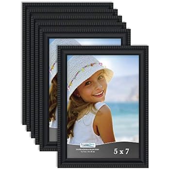 Icona Bay 5x7 Picture Frames (6 Pack, Black) Picture Frame Set, Wall Mount or Table Top, Set of 6 Inspirations Collection