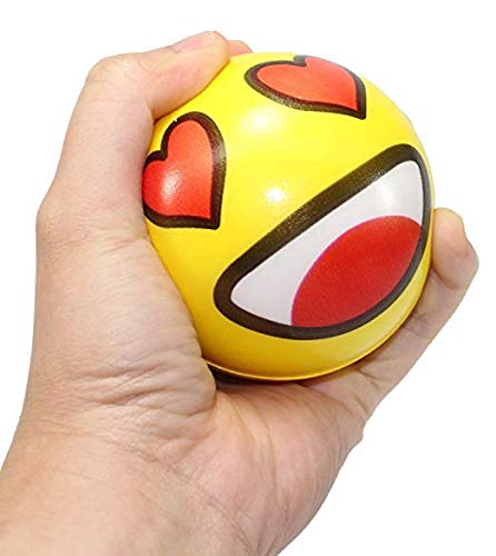 Mini Toy Balls for Kids Party Favor Toy, Soccer Ball, Basketball, Football, Baseball Emoji Squeeze ball (12 Pack) Squeeze Foam for Stress, Anxiety Relief, Relaxation. (Emoji Squeeze Ball)
