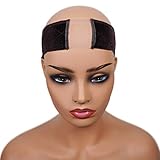 LONGQI Wig Grip Headband with Transparent Lace for Wigs & Frontals, Flexible Velvet Adjustable Non-slip Scarf Hair Head Bands for Women (Brown)