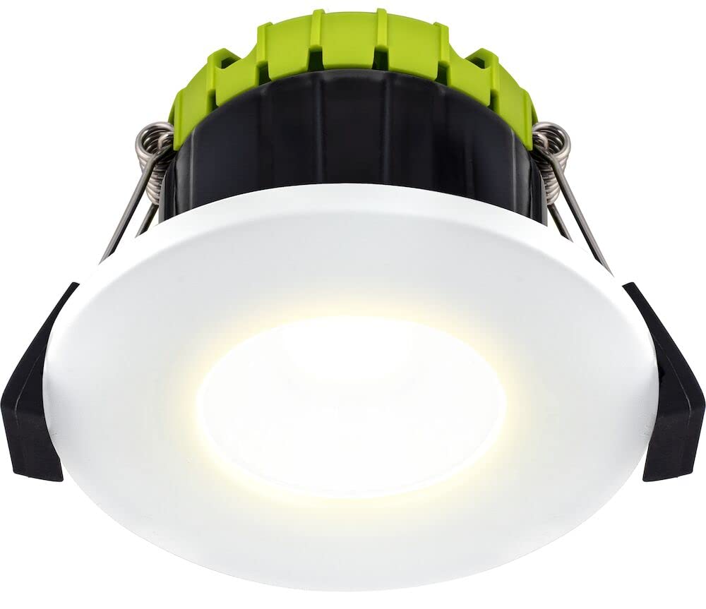 Luceco FType LED Compact and Dimmable Fire Rated Downlight for Ceilings, 4 Watts, IP65 Rated, 3000K Colour Temperature, White Bezel (EFCF40W30-01)