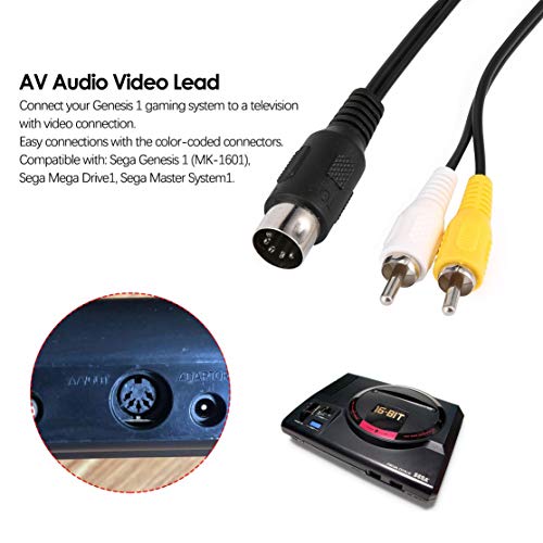 Sega Mega Drive MD 1 Master System 1 RCA Phono AV Audio Video Lead A/V Cable TV AV Audio line AV LINE
