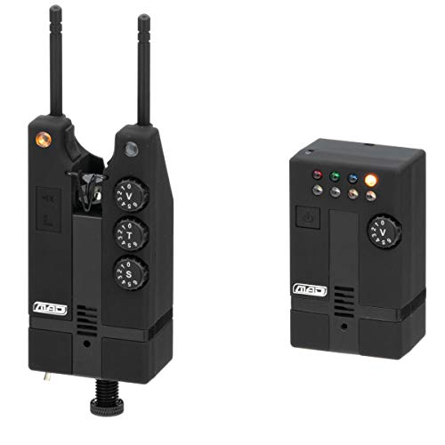 MAD HI-T Bite Alarm Set 4 Sender und 1 Receiver, Funk Bissanzeiger Set, Blau, Rot, Grün, Gelb, Nachtlichtfunktion… – Bild 3