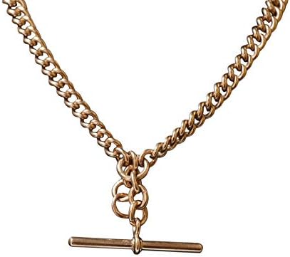 Vintage 9Ct Yellow Gold 16.75 Double Albert Necklace (5mm Wide) w/T-Bar (41mm)