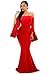 GOSOPIN Women Evening Long Party Dress Off Shoulder Fishtail Large Red