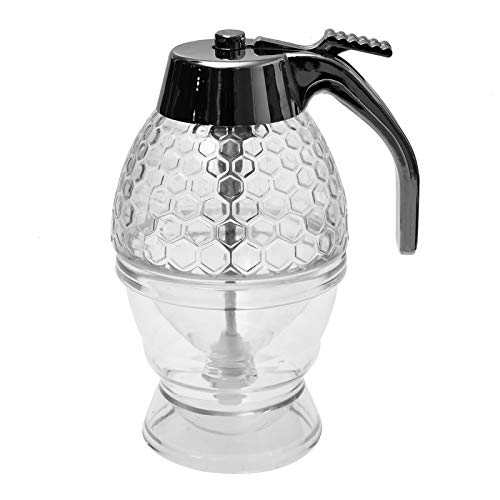 Timoo Honey Dispenser No Drip Condensed Milk Dispenser Syrup Dispenser Container with Storage Stand and Stopper, 8 Ounce
