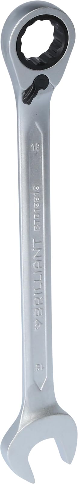 BRILLIANT TOOLS BT013819 Ratchet Ring Spanner Switchable 19 mm [Powered by KS Tools]