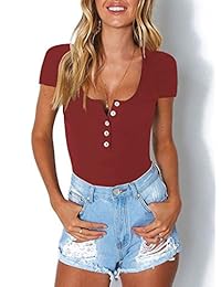 Dressmine - Body de verano para mujer con botones y mangas cortas