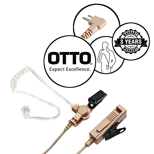 OTTO 2-Wire Beige Surveillance Kit Earpiece for Motorola 2-Pin CLS1110 1410 CP200D HYT TC-508 Bearcom BC130 BC95 and BC250D Two Way Radios