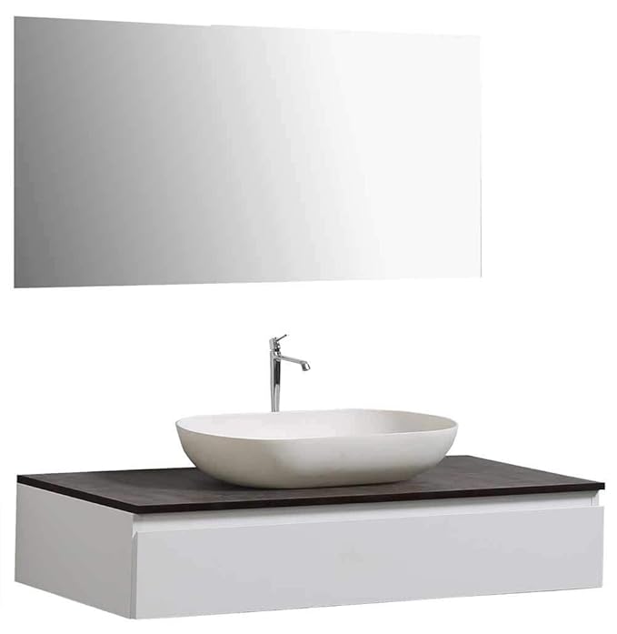 Badmöbel Vision 1000 Weiß matt - Spiegel:Ohne Spiegel, Zusätzl. Blende für Ablaufgarnitur:ohne zusätzl. Blende, Auswahl Wasch