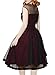 Miusol Women's Retro Floral Lace Slim Evening Cocktail Party Dress (Medium, Wine)