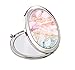 BYBART Metal Compact Mirror, 2-Sided with 2X and 1X Magnifying Handheld Makeup Mirror - Perfect for Purse Pocket Travel - Pink Gold Marble