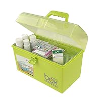 Pekky Plastic Small Handle Storage Box for Art Craft and Cosmetic (Green)