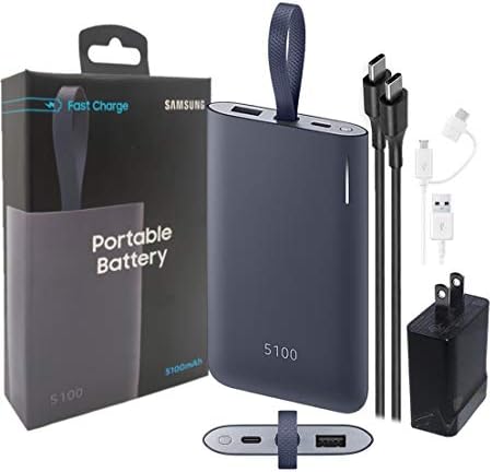 Official Samsung Fast Battery Pack 5100mA - C Type with Huawei C Type 18w Fast Wall Charger for Galaxy S8,S9,+,Note8,Note9 (US Retail Packing)