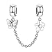 SOUFEEL Butterfly Flower Charm Safety Chain 925 Sterling Silver Charm Stopper for Bracelets