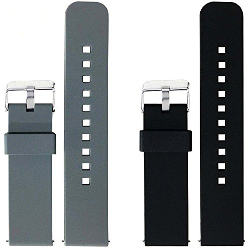 ECSEM 2pcs Replacement Silicone Bands for Fossil Q Marshal Gen 2 Touchscreen Only (Gray+Black)