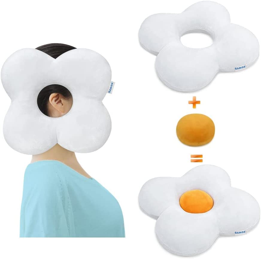 NEPPT Ear Piercing Pillow for Side Sleepers Donut Pillow with Ear Hole, CNH, Relief Pain Ear Inflammation and Pressure Sores Guard Protector Earplugs Support Pillow for Sleeping