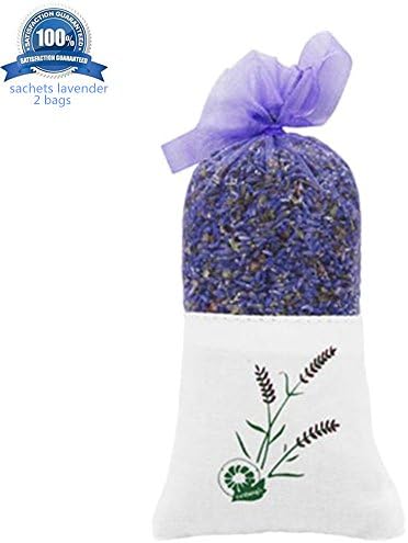 Set of 2 Bags Dried Blue Lavender Buds Sachets Dry for Closet and Drawers Flowers Herb - Deodorant Sachets