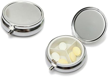 Round Pill Box,Portable Pill Case,Mini Pills Container,Waterproof Drug Pill Holder by Renkin,Metal Medicine Box Bottle for Travel Camping First Aid