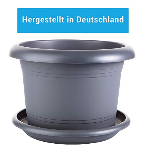Blumentopf mit Untersetzer, Blumentopf Gross 40 cm Durchmesser, 3er Set Blumentöpfe Pflanztopf, Blumenkübel Pflanztopf groß außen, Rundtopf Pflanzentopf, Anthrazit, Model: Jay, 2friends – Bild 6