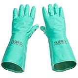 Tusko Products Best Nitrile Rubber Cleaning, Household, Dishwashing Gloves, Latex Free, Vinyl Free, Large