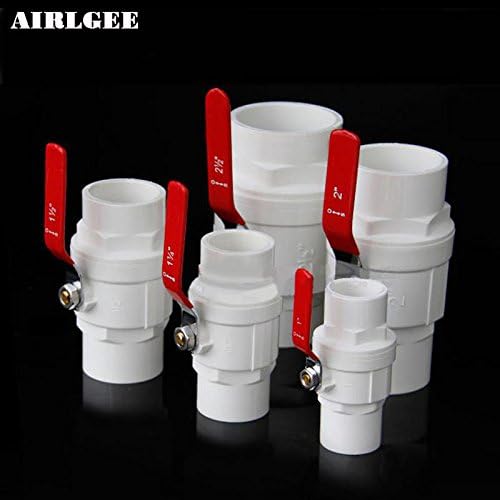 Red Non-Slip Handle PVC Ball Valve 20/25/32/40/50/63/75Mm Inner Diameter 2 Way Slip Ends Water Shut Off Flow Controller Valve 20mm