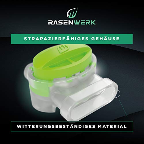 Rasenwerk® Pack of 20 Green Connecting Clips, Cable Connectors, Boundary Robot, Lawn Robot - Invisible in Grass - Waterproof, Corrosion Resistant, Durable