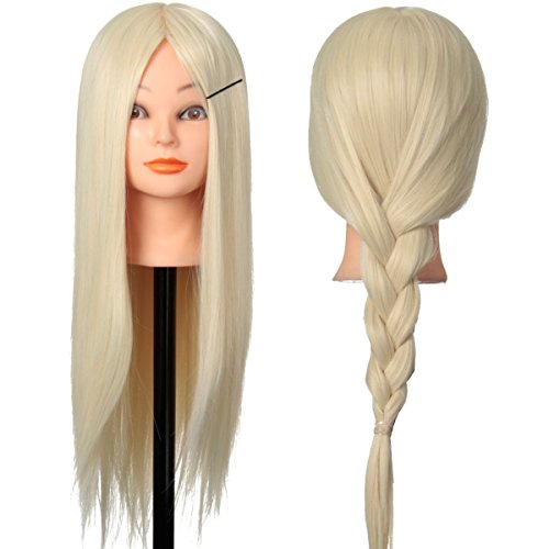 24'' Salon Cosmetology Human Hair Hairdressing Training Head Mannequin Clamp US