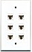 RiteAV - 6 Port Cat6 Female-Female Wall Plate White