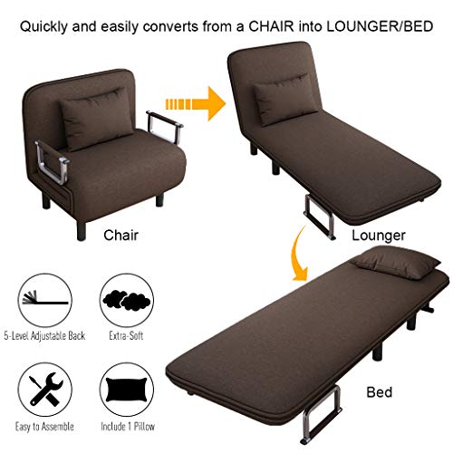 Folding Sleeper Bed Chair,Single Sleeper Convertible Chair Lounger Couch Bed Chair Alalaso(Ship from USA)