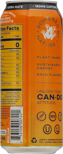 YERBAÉ MANGO PASSIONFRUIT SPARKLING WATER (SIX 16 OZ CANS) ONLY 30 CALORIES PER CAN.
