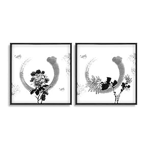2 Piece Framed Canvas Wall Art for Living Room, Bedroom Ink Theme Canvas Prints for Home Decoration Ready to Hang - 16"x16"x2 Panels