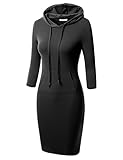 J.TOMSON Women's Bodycon 3/4 Raglan Sleeve Hoodie Dress with Kangaroo Pockets