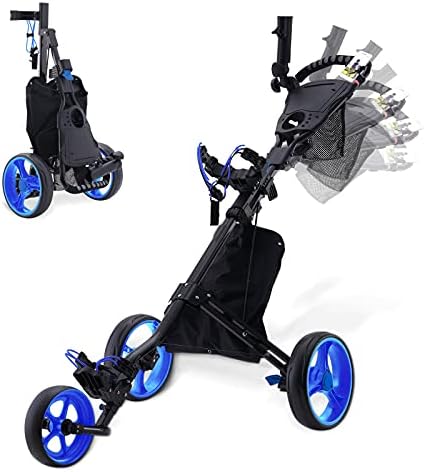Golf Push Cart, 3 Wheel Golf Carts, Foldable Golf Carts with Foot Brake, Lightweight Golf Pull Carts with Phone Holder, Umbrella Holder, Cup Holder, Scoreboard Holder for Golf Bags Golf Push Cart, 3 Wheel Golf Carts, Foldable Golf Carts with Foot Brake, Lightweight Golf Pull Carts with Phone Holder, Umbrella Holder, Cup Holder, Scoreboard Holder for Golf Bags