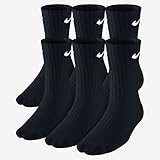 Nike Boys Crew Socks - 6 Pair, Black - for Ages: 5-7