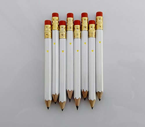 White Gold Foil Heart Mini Pencil SET OF 24 Engraved Pencils Bridal Shower Favor Baby Shower Favor Wedding Favor Wedding Pencil Set Gold Heart