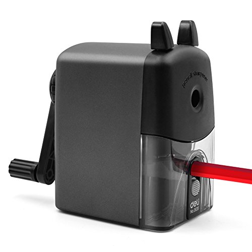 Manual Pencil Sharpener, Eesteros 2 in 1 Hand Crank Pencil Sharpener Heavy Duty for School Classroom, Office, Home(Grey)