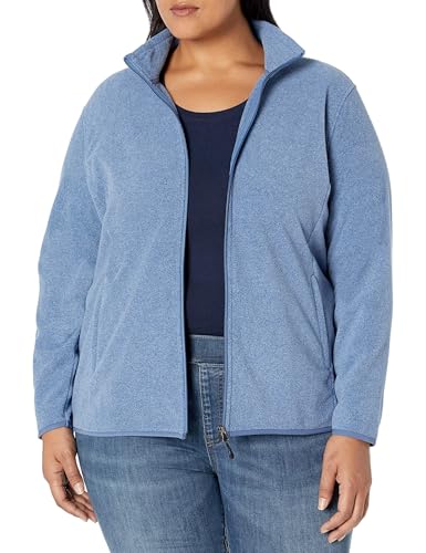 AMAZON ESSENTIALS WOMEN’S CLASSIC-FIT FULL-ZIP POLAR SOFT FLEECE JACKET (AVAILABLE IN PLUS SIZE), BLUE HEATHER, 4X