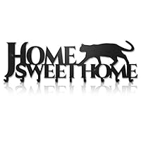 Key Holder for Wall Home Sweet Home Cat (9-Hook Rack) Decorative, Metal Hanger for Front Door, Kitchen, or Garage | Store House, Work, Car, Vehicle Keys | Vintage Decor