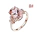 Haluoo 18K Rose Gold Plated Natural Morgan Stone Engagement Wedding Band Created Oval Cut Fire Opal Diamond Promise Rings Cubic Zirconia CZ Statement Ring Gift for Women Girls (8, Rose Gold)thumb 2