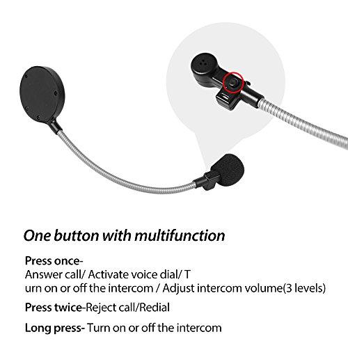 LTC M1-Pro Handsfree Wireless Intercom Motorcycle Helmet Headset Work w/Bluetooth, Thinner Earpiece Design, Voice Command Helmet Headphone for Skiing/Snowmobile Helmet for Solo Rider (1 Pack)