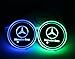 2pcs LED Car Cup Holder Lights for Mercedes-Benz, 7 Colors Changing USB Charging Mat Luminescent Cup Pad, LED Interior Atmosphere Lamp