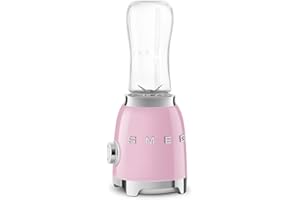 Smeg 50's Retro Style Personal Blender, 2 To-Go Bottles, 2 Speeds, 20 Oz, Compact Size, Pastel Pink, PBF01PKUS
