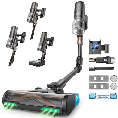 P20+ Aspirateur Balai sans Fil,70Kpa/680W/70Min Aspirateur Laveur avec Nettoyage de Sol,Aspirateur Pliable sans Fil Puissant,Autoportante,Brosse Anti-Enmêlement pour Tapis,Poils Animaux,Voit