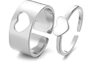 OIDIMS Matching Promise Open Rings for Couples Heart Dinosaur Lightning Statement Engagement Wedding Adjustable Ring Band Sets for Him and Her High Polished Comfort Fit Anniversary Valentine's Day Gifts