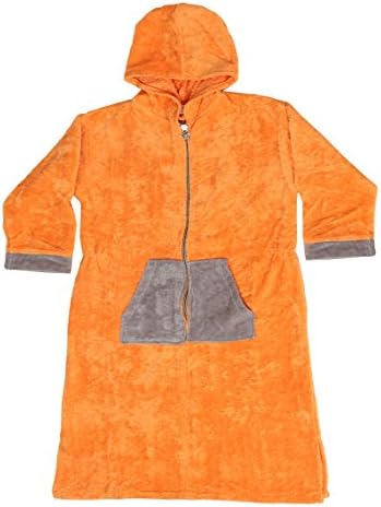 Fit Rite Girls Childrens Hooded Zip-up Terry Bath Robe 100% Cotton (5-6, Salmon)