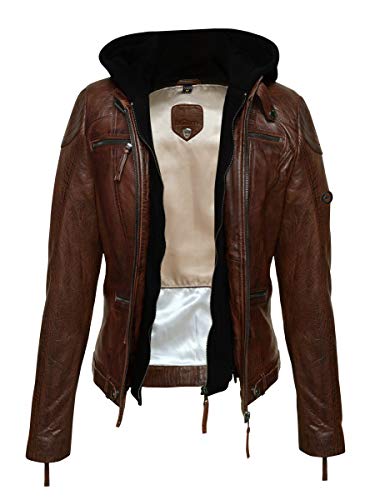 lederjacke damen braun mit kapuze