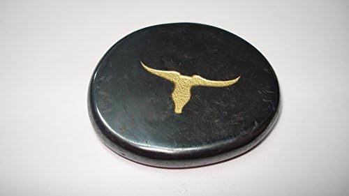 1pc Hematite Steer Skull Represents Silent Testimony & Peacefulness Engraved Totem Energy Crystal Healing Gemstone Smooth Polished Flat Worry Palm Stone