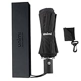 Travel Umbrella, Unimi Compact Lightweight Folding Umbrella - Mini Umbrella- 210T Micro-weave Fabric -Teflon Coating-Auto Open Close -8 Ribs -Black