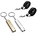 COMUSTER 2pcs Double Tubes Emergency Whistles High Pitch Hiking Camping Survival Aluminum Whistle with Lanyard and Keychain Outdoor Camping Hiking (Gold+Silver)