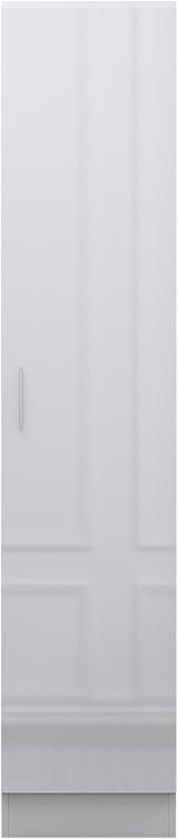 Reflect 1 Door High Gloss Wardrobe | White Melamine Finish | Storage view 6